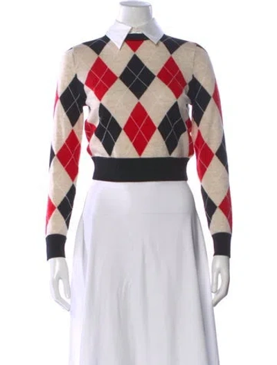 Pre-owned Alice And Olivia Wool Houndstooth Print Sweater In Multi