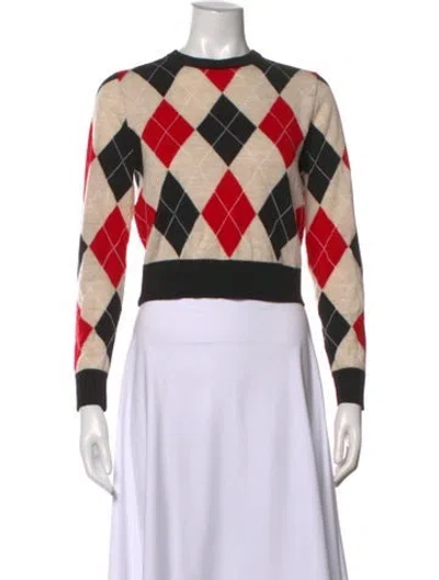 Pre-owned Alice And Olivia Wool Houndstooth Print Sweater In Neutrals