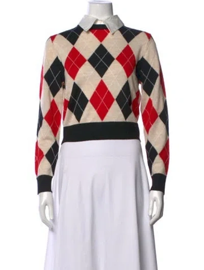 Pre-owned Alice And Olivia Wool Houndstooth Print Sweater W/ Tags In Multicolor