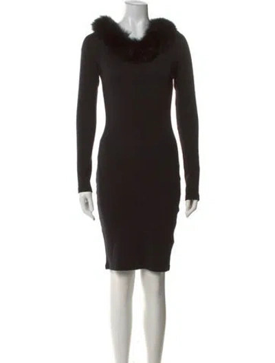 Pre-owned Alice And Olivia Wool Knee-length Dress In Black