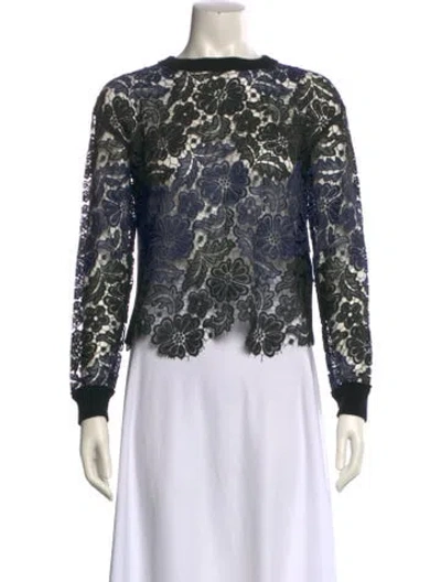 Pre-owned Alice And Olivia Wool Lace Pattern Blouse In Black