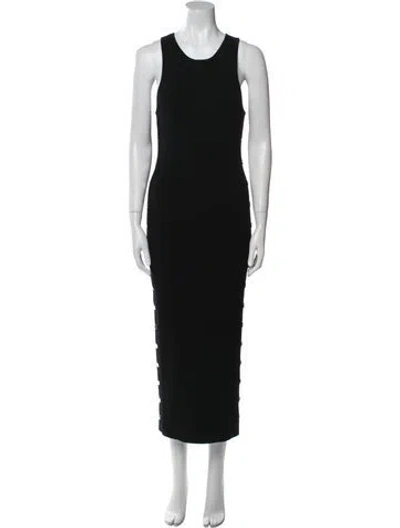 Pre-owned Alice And Olivia Wool Long Dress In Black