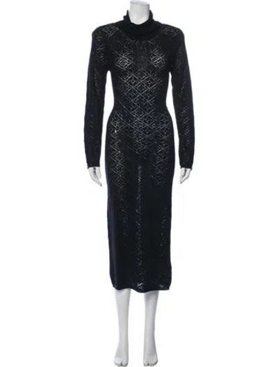 Pre-owned Alice And Olivia Wool Long Dress In Blue