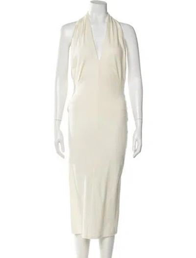 Pre-owned Alice And Olivia Wool Long Dress In Neutral