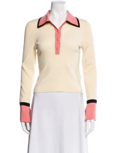 Pre-owned Alice And Olivia Wool Long Sleeve Polo In Neutral