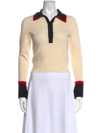 Pre-owned Alice And Olivia Wool Long Sleeve Polo In Neutral