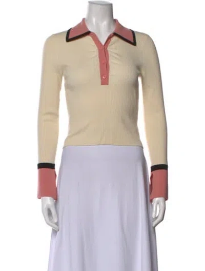 Pre-owned Alice And Olivia Wool Long Sleeve Polo In Neutrals