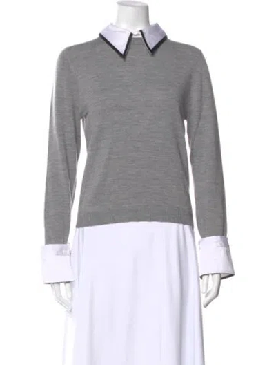 Pre-owned Alice And Olivia Wool Long Sleeve Top In Gray