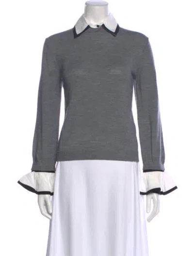 Pre-owned Alice And Olivia Wool Long Sleeve Top In Gray