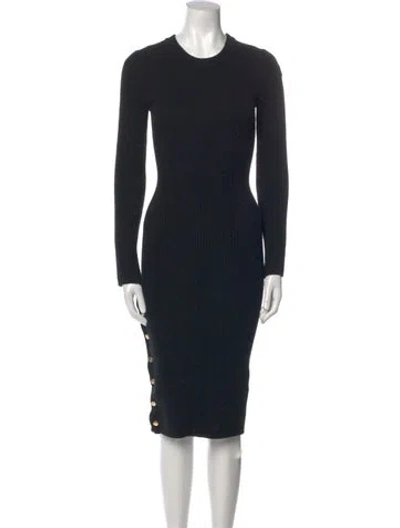 Pre-owned Alice And Olivia Wool Midi Length Dress In Black