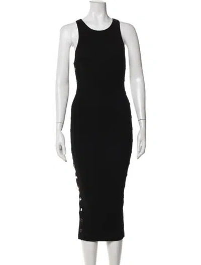 Pre-owned Alice And Olivia Wool Midi Length Dress In Black