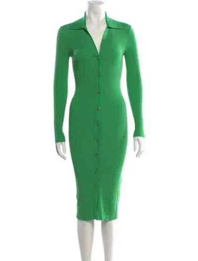 Pre-owned Alice And Olivia Wool Midi Length Dress In Green