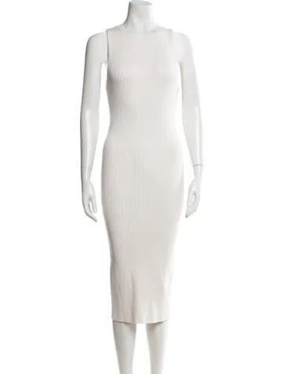Pre-owned Alice And Olivia Wool Midi Length Dress In White