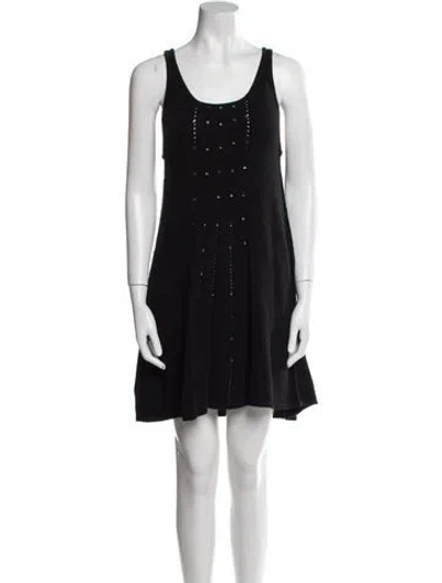 Pre-owned Alice And Olivia Wool Mini Dress In Black