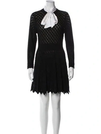 Pre-owned Alice And Olivia Wool Mini Dress In Black