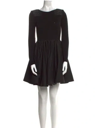 Pre-owned Alice And Olivia Wool Mini Dress In Black