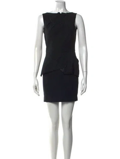 Pre-owned Alice And Olivia Wool Mini Dress In Black