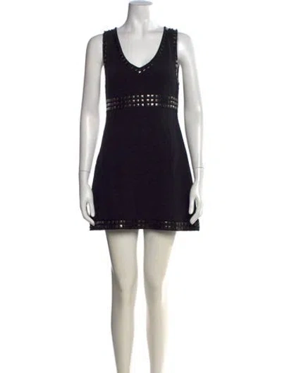 Pre-owned Alice And Olivia Wool Mini Dress In Black