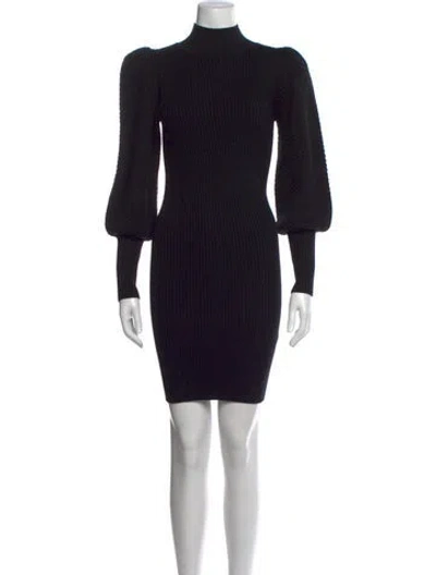 Pre-owned Alice And Olivia Wool Mini Dress In Black