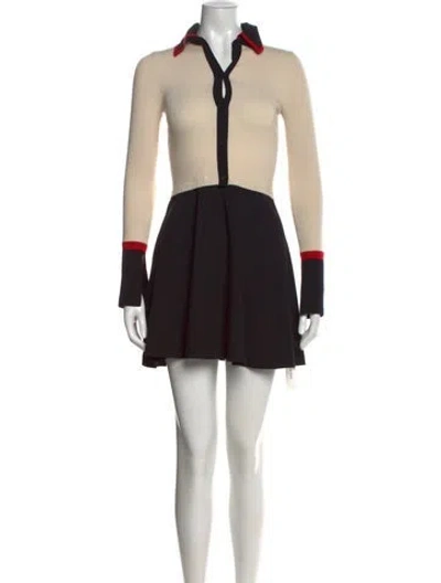 Pre-owned Alice And Olivia Wool Mini Dress In Neutral