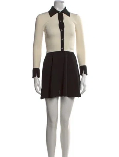 Pre-owned Alice And Olivia Wool Mini Dress In Neutral