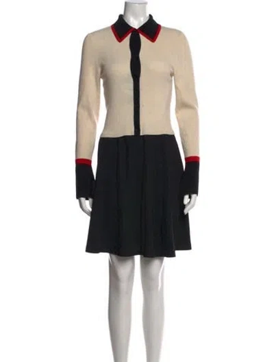 Pre-owned Alice And Olivia Wool Mini Dress In Neutrals