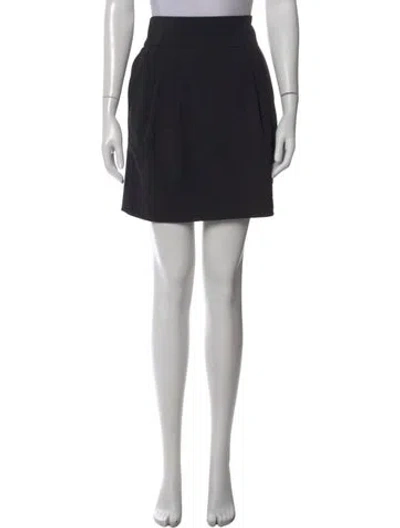 Pre-owned Alice And Olivia Wool Mini Skirt In Black