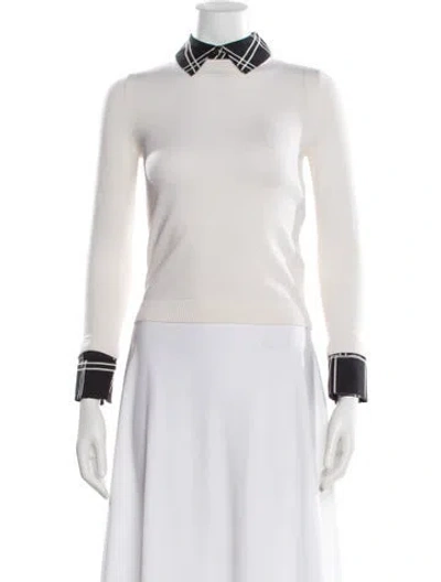 Pre-owned Alice And Olivia Wool Mock Neck Polo In Neutral
