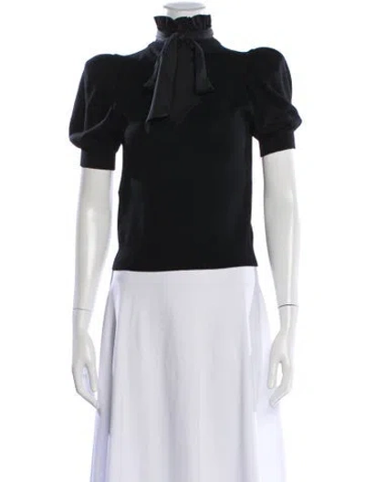 Pre-owned Alice And Olivia Wool Mock Neck Sweater In Black