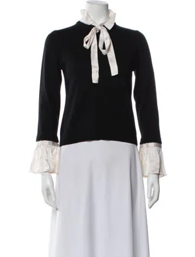 Pre-owned Alice And Olivia Wool Mock Neck Sweater In Black