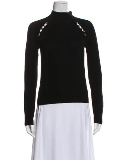 Pre-owned Alice And Olivia Wool Mock Neck Sweater In Black