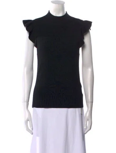 Pre-owned Alice And Olivia Wool Mock Neck Sweater In Black