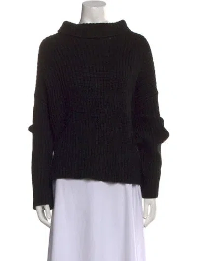 Pre-owned Alice And Olivia Wool Mock Neck Sweater In Black