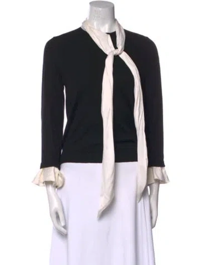 Pre-owned Alice And Olivia Wool Mock Neck Sweater In Black