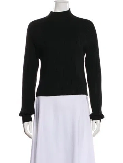 Pre-owned Alice And Olivia Wool Mock Neck Sweater In Black