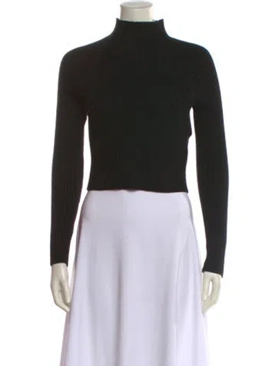 Pre-owned Alice And Olivia Wool Mock Neck Sweater In Black