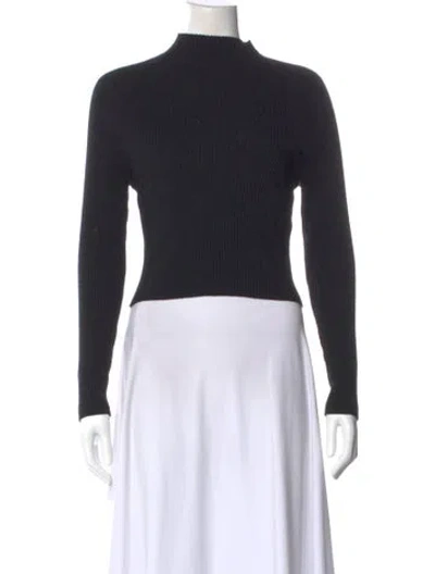 Pre-owned Alice And Olivia Wool Mock Neck Sweater In Black