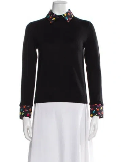 Pre-owned Alice And Olivia Wool Mock Neck Sweater In Black