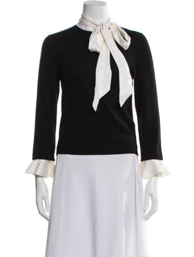 Pre-owned Alice And Olivia Wool Mock Neck Sweater In Black