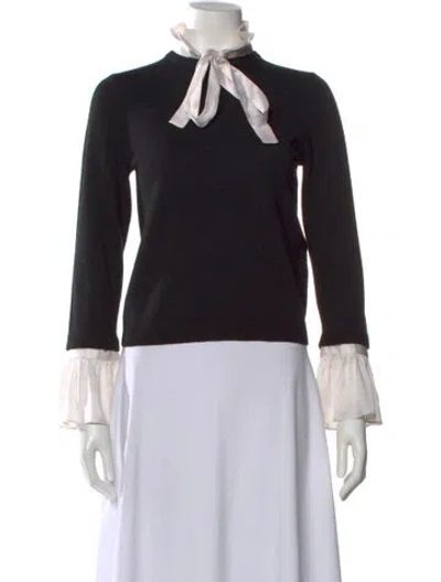 Pre-owned Alice And Olivia Wool Mock Neck Sweater In Black