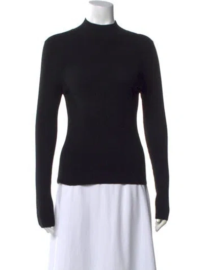Pre-owned Alice And Olivia Wool Mock Neck Sweater In Black