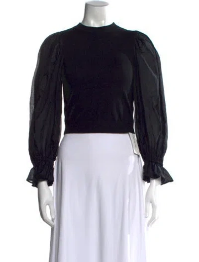 Pre-owned Alice And Olivia Wool Mock Neck Sweater In Black
