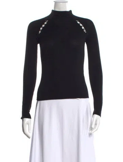 Pre-owned Alice And Olivia Wool Mock Neck Sweater In Black
