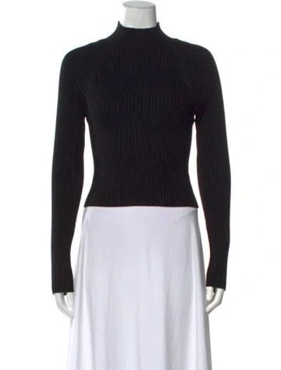 Pre-owned Alice And Olivia Wool Mock Neck Sweater In Black