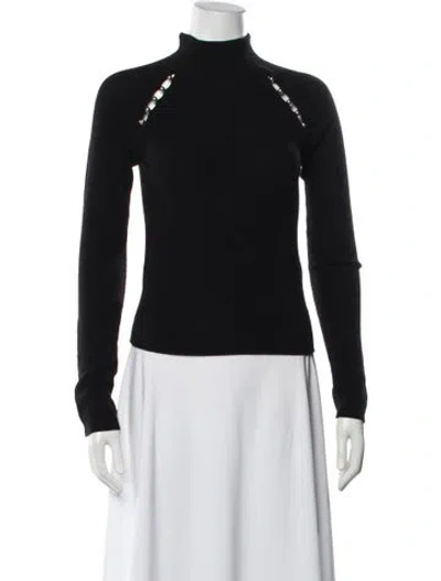 Pre-owned Alice And Olivia Wool Mock Neck Sweater In Black