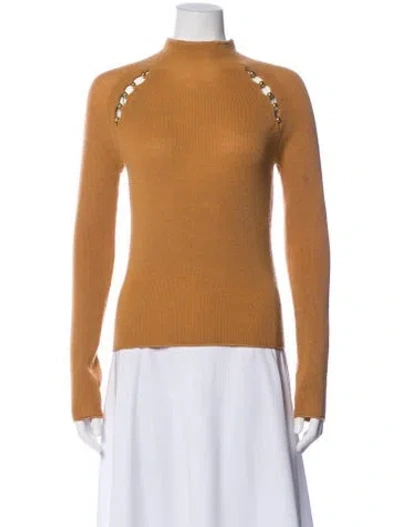 Pre-owned Alice And Olivia Wool Mock Neck Sweater In Brown