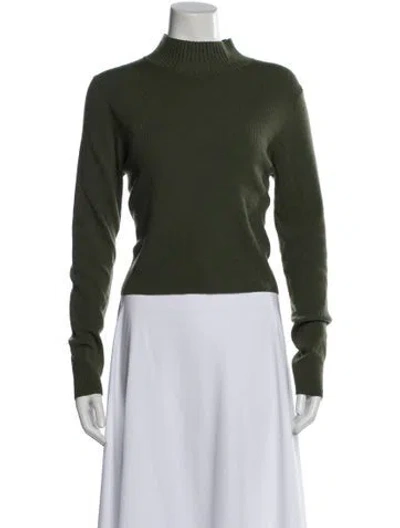 Pre-owned Alice And Olivia Wool Mock Neck Sweater In Green