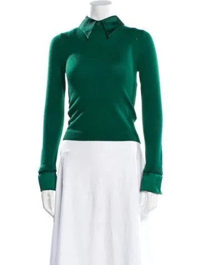 Pre-owned Alice And Olivia Wool Mock Neck Sweater In Green