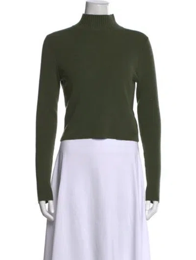 Pre-owned Alice And Olivia Wool Mock Neck Sweater In Green