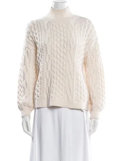 Pre-owned Alice And Olivia Wool Mock Neck Sweater In Neutral